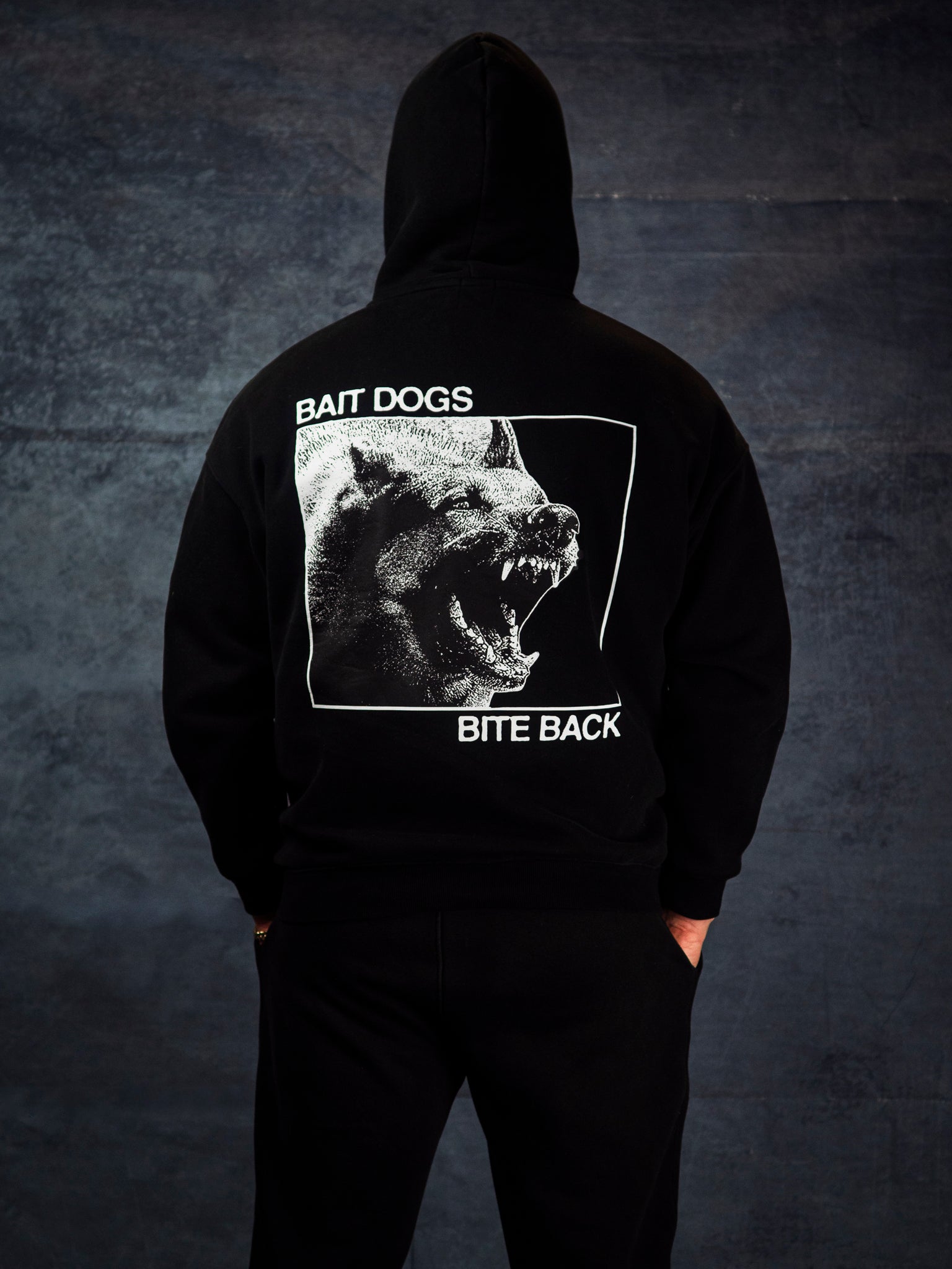 Model wearing The Bite Back oversized hoodie